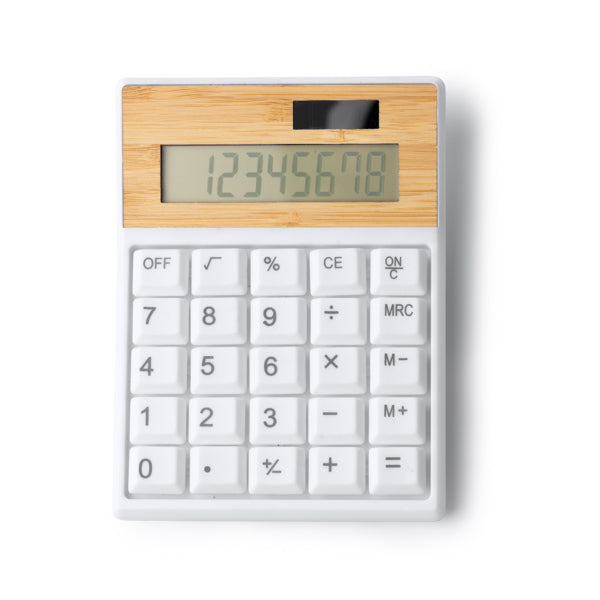 Verex - Calculadora de 8 dígitos realizada en ABS reciclado y bambú - Blanco