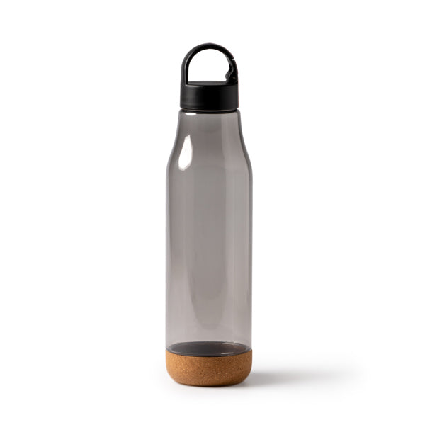 Basti - Botella con cuerpo de RPET y base de corcho - Negro