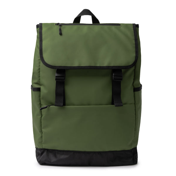Trois - Mochila con solapa realizada en PU Leather - Verde Oscuro