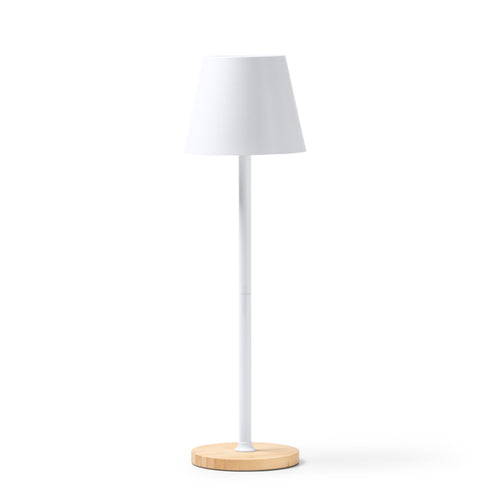 Barrow - Lámpara con cuerpo metálico y base de bambú - Blanco