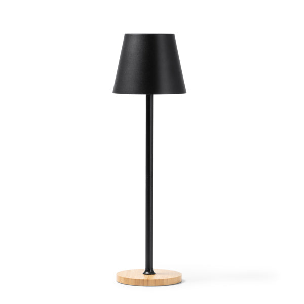 Barrow - Lámpara con cuerpo metálico y base de bambú - Negro