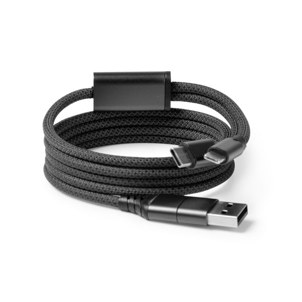 Elon - Cable antienredo con salida USB, Tipo C y Lightning - Negro