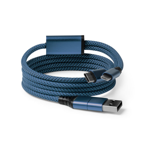 Elon - Cable antienredo con salida USB, Tipo C y Lightning - Royal