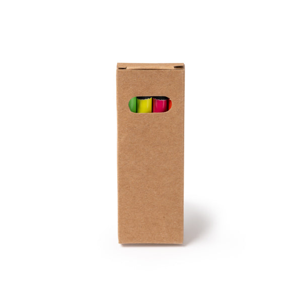 Marga - Set de 4 lápices en colores flúor con madera negra - Crudo