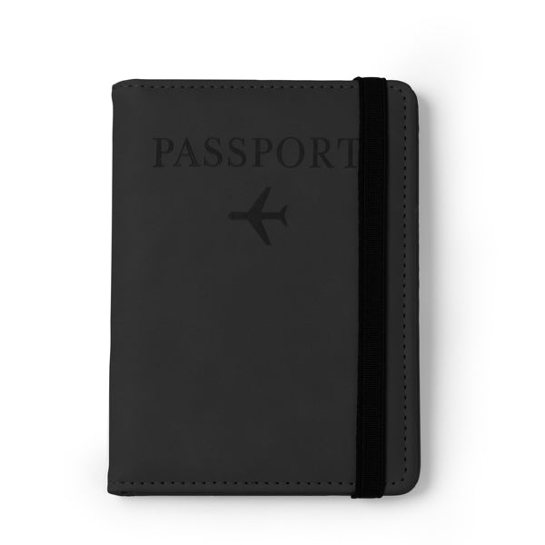 Mundi - Funda para pasaporte realizada en PU Leather con banda elástica de cierre - Negro