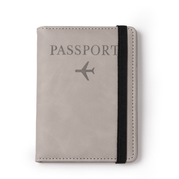 Mundi - Funda para pasaporte realizada en PU Leather con banda elástica de cierre - Gris