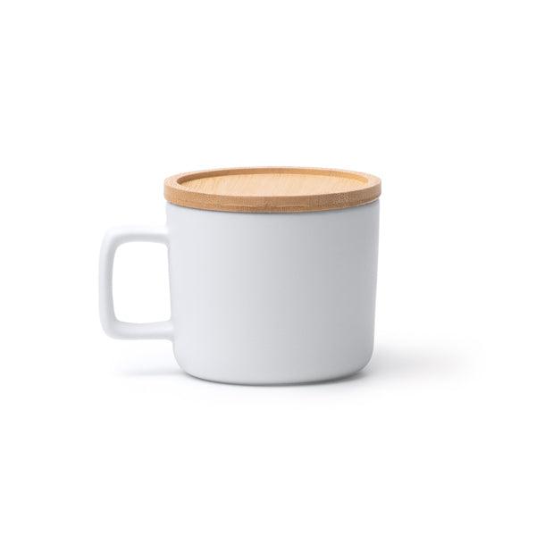 Molok - Taza de cerámica con exterior en acabado mate y asa cuadrada - Blanco