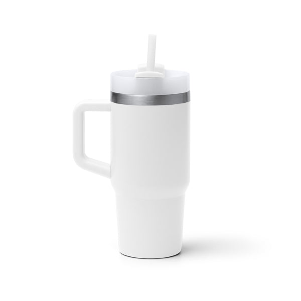 Gotex - Taza térmica elaborada en acero inoxidable 304 reciclado con asa - Blanco