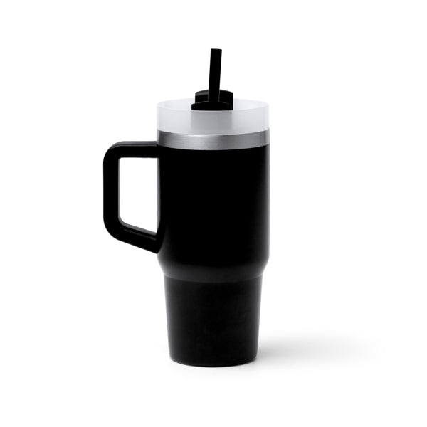 Gotex - Taza térmica elaborada en acero inoxidable 304 reciclado con asa - Negro