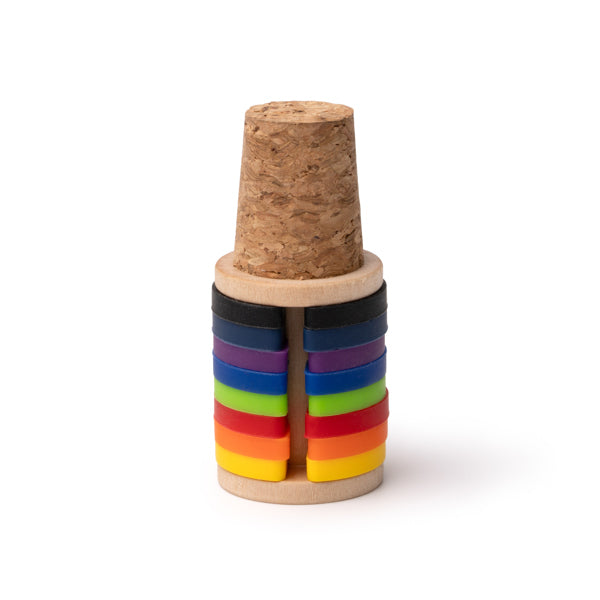 Novix - Tapón para botellas elaborado en corcho, con superficie elaborada en bambú - Crudo