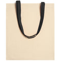 Veneto - Bolsa 100% algodón 140 g/m² en color natural con asas de 70 cm en color - Negro