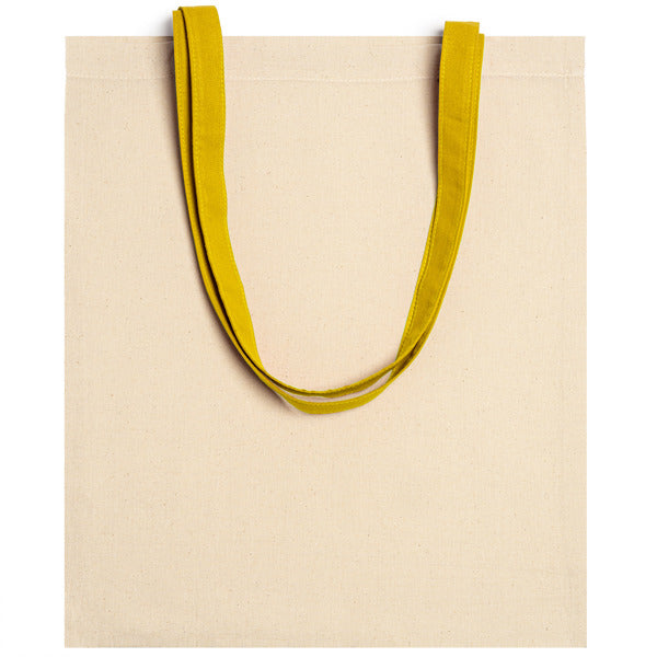 Veneto - Bolsa 100% algodón 140 g/m² en color natural con asas de 70 cm en color - Amarillo