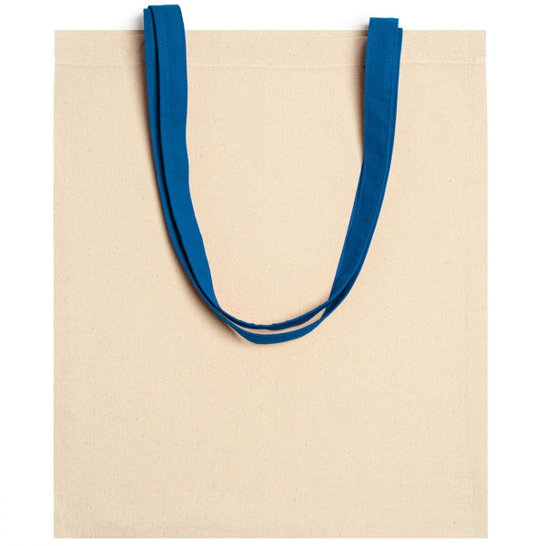 Veneto - Bolsa 100% algodón 140 g/m² en color natural con asas de 70 cm en color - Royal