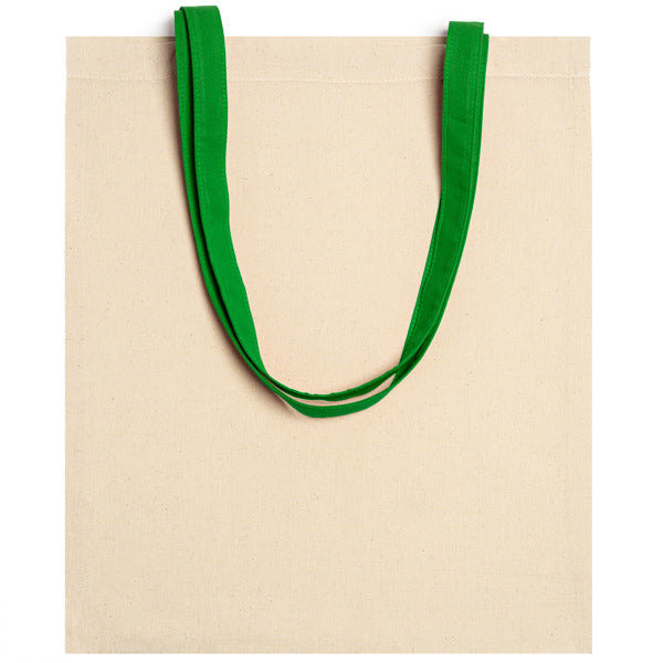 Veneto - Bolsa 100% algodón 140 g/m² en color natural con asas de 70 cm en color - Verde Helecho