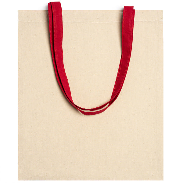 Veneto - Bolsa 100% algodón 140 g/m² en color natural con asas de 70 cm en color - Rojo