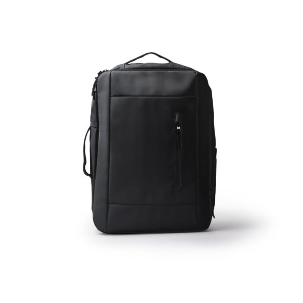 Beria - Práctica mochila para viaje elaborada en PU Leather - Negro