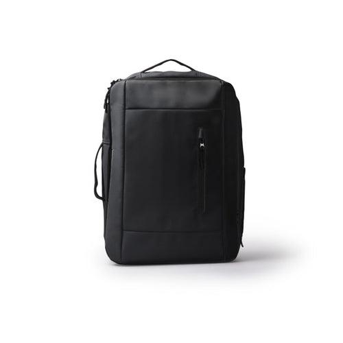 Beria - Práctica mochila para viaje elaborada en PU Leather - Negro