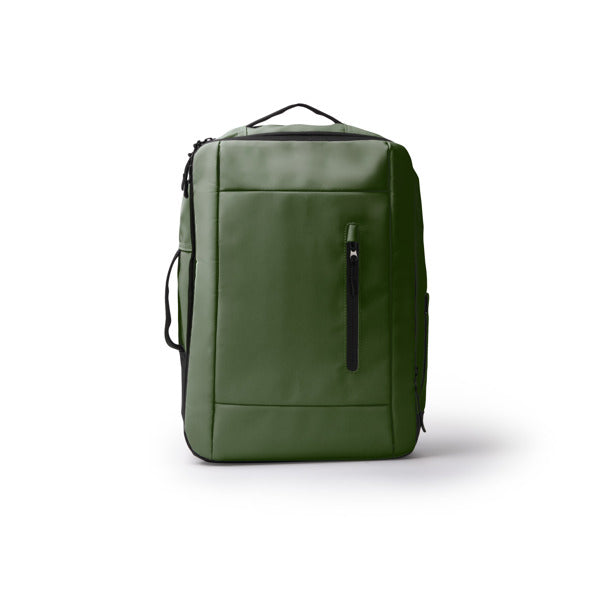 Beria - Práctica mochila para viaje elaborada en PU Leather - Verde Oscuro