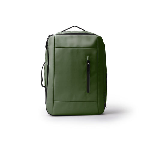 Beria - Práctica mochila para viaje elaborada en PU Leather - Verde Oscuro