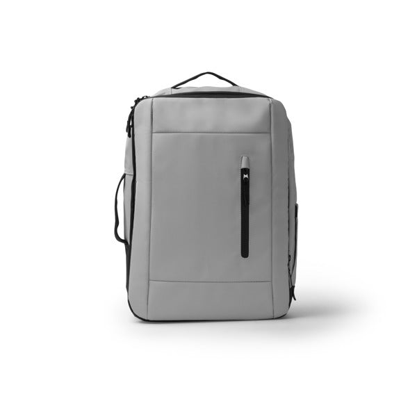 Beria - Práctica mochila para viaje elaborada en PU Leather - Gris