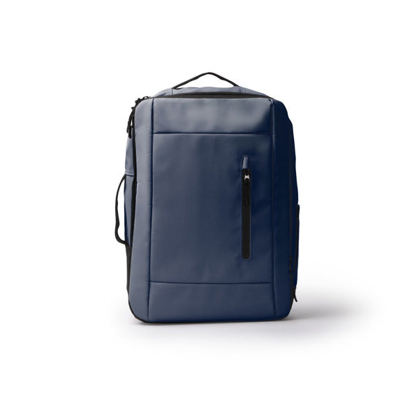 Beria - Práctica mochila para viaje elaborada en PU Leather - Marino