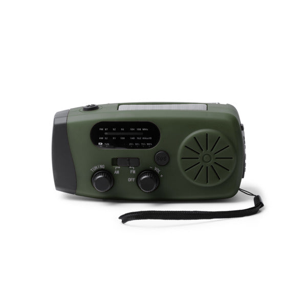 Nevil - Radio multifunción de emergencia con dinamo elaborada en ABS - Verde Oscuro
