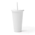 Baky - Vaso reutilizable con tapa y pajita elaborado en PP reciclado - Blanco