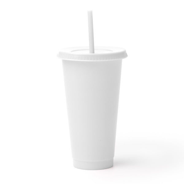 Baky - Vaso reutilizable con tapa y pajita elaborado en PP reciclado - Blanco