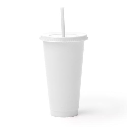 Baky - Vaso reutilizable con tapa y pajita elaborado en PP reciclado - Blanco