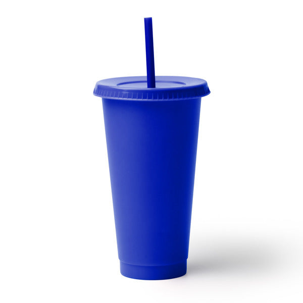 Baky - Vaso reutilizable con tapa y pajita elaborado en PP reciclado - Royal