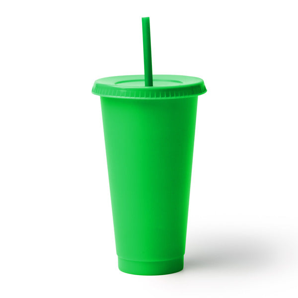 Baky - Vaso reutilizable con tapa y pajita elaborado en PP reciclado - Verde Helecho