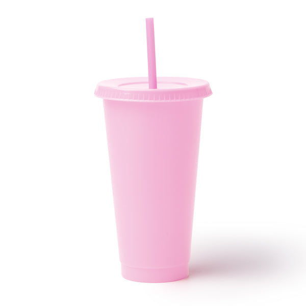 Baky - Vaso reutilizable con tapa y pajita elaborado en PP reciclado - Rosa