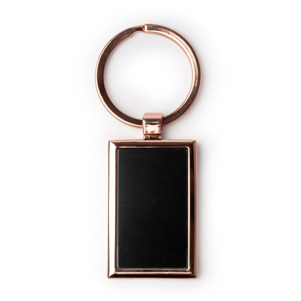 Belsan - Llavero metálico con recubrimiento en cobre con interior en negro - Rectangular