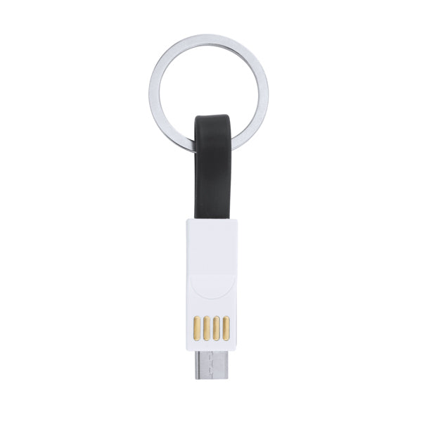 Cetus - Cable cargador-sincronizador imantado con llavero 3 en 1 - Negro