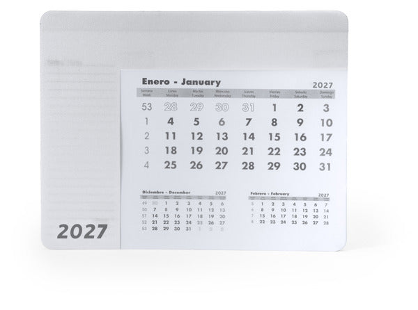 Serbal - Alfombrilla rectangular para ratón con calendario - Blanco