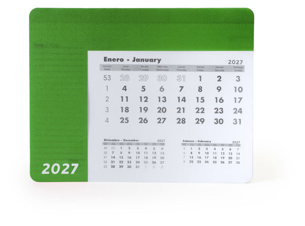 Serbal - Alfombrilla rectangular para ratón con calendario - Verde Helecho