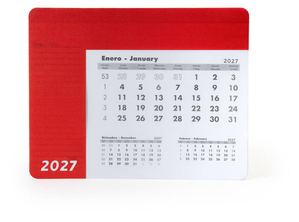 Serbal - Alfombrilla rectangular para ratón con calendario - Rojo