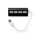 Plerion - Puerto USB HUB 4 en 1, con cuerpo elaborado en aluminio, acabado bicolor - Negro