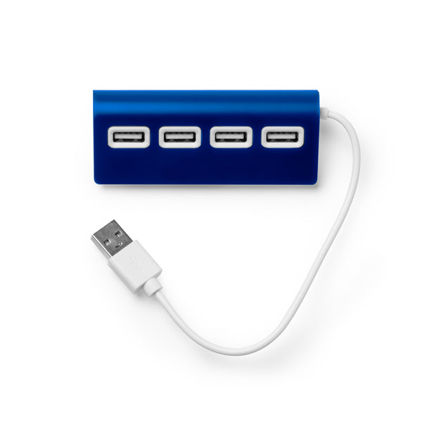 Plerion - Puerto USB HUB 4 en 1, con cuerpo elaborado en aluminio, acabado bicolor - Royal
