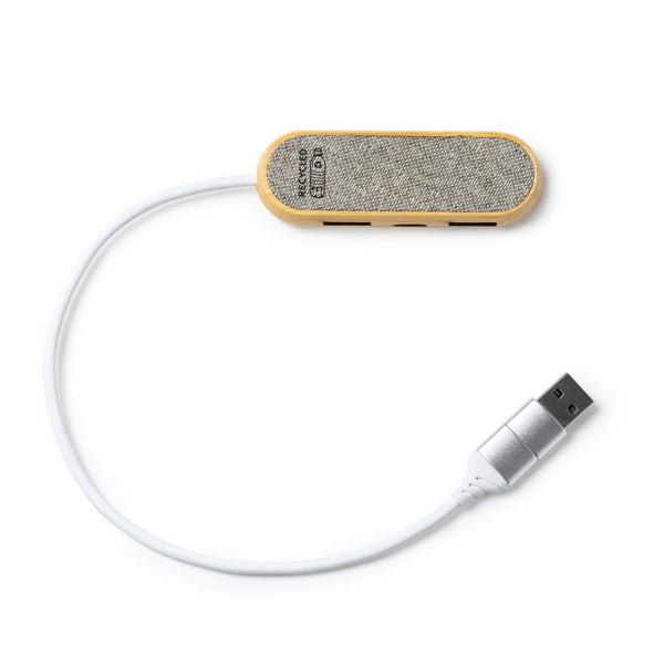 Badoc - Puerto USB con cuerpo elaborado en bambú y tejido RPET - Gris Vigore