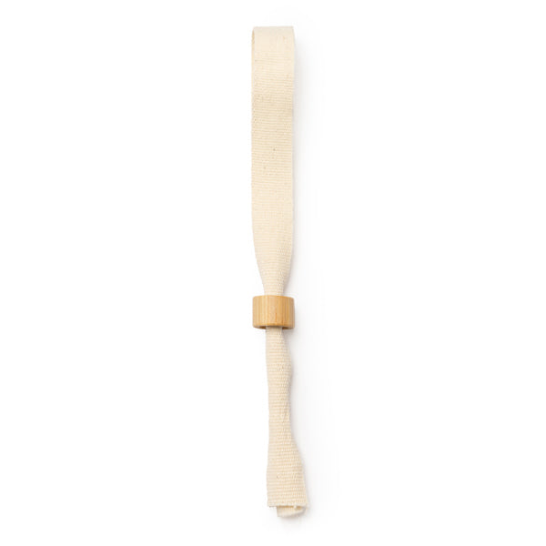 Orbit - Pulsera de algodón natural con cierre de seguridad (no retornable) en bambú - Crudo