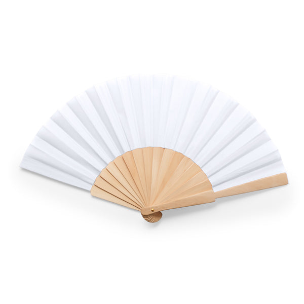 Calesa - Abanico con varillas de madera y tela en poliéster - Blanco