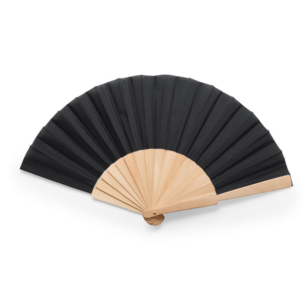 Calesa - Abanico con varillas de madera y tela en poliéster - Negro