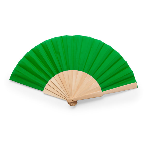 Calesa - Abanico con varillas de madera y tela en poliéster - Verde Helecho