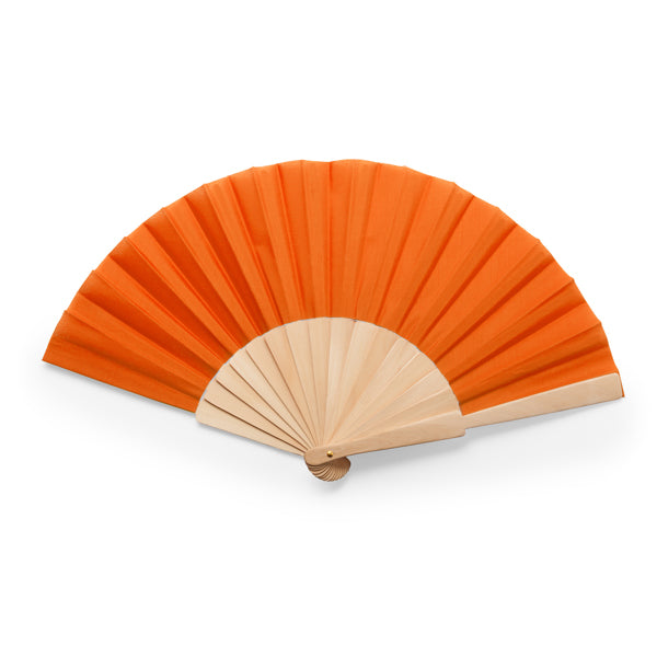 Calesa - Abanico con varillas de madera y tela en poliéster - Naranja