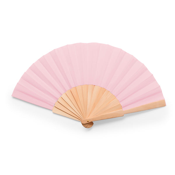 Calesa - Abanico con varillas de madera y tela en poliéster - Rosa Claro