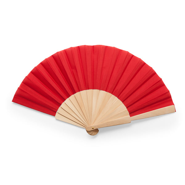 Calesa - Abanico con varillas de madera y tela en poliéster - Rojo