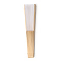 Milos - Abanico con varillas de madera y tela en RPET - Blanco