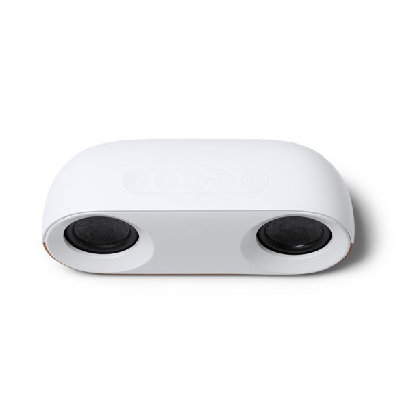 Mambo - Altavoz inalámbrico elaborado en ABS reciclado y base en corcho natural - Blanco