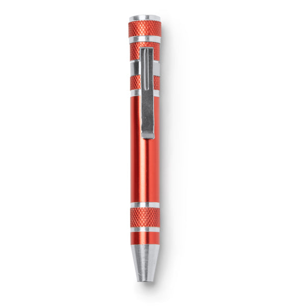 Brico - Multiherramienta de aluminio en forma de bolígrafo - Rojo